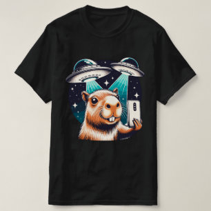 Funny Capybara ,Capybara Selfie mit UFOs T-Shirt