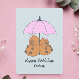 Funny Capybara Couple Blue Pun Carte Anniversaire