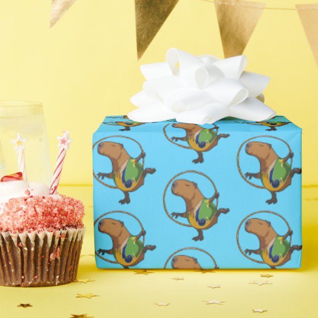 Funny Capybara Dancer Rhythmic Gymnast Cartoon Geschenkpapier (Geburtstagsparty)