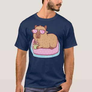 Funny Capybara g On Pink Pool Floß T-Shirt