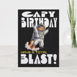 Funny Capybara in Space Capy Birthday Pun Karte