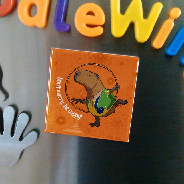 Funny Capybara Mach dir keine Sorgen, sei mit Capp Magnet (Von Creator hochgeladen)