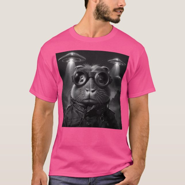 Funny Capybara mit Ufos T-Shirt (Vorderseite)