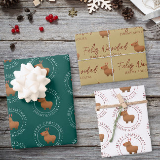 Funny Capybara Reindeer Christmas Geschenkpapier Set