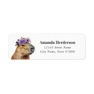 Funny Capybara Rücksendeadressen-Aufklebers