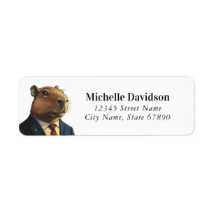 Funny Capybara Rücksendeadressen-Aufklebers