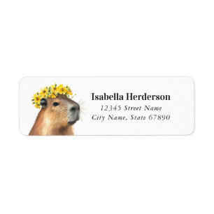 Funny Capybara Rücksendeadressen-Aufklebers