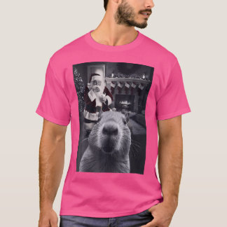 Funny Capybara Selfie mit Santa Capy Xmas Rodent T-Shirt