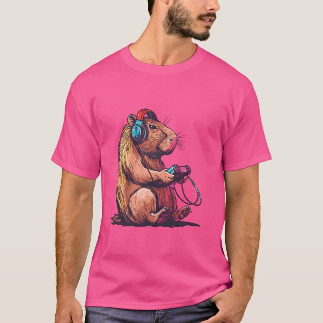 Funny Capybara Spielen Videospiele, Capybara Gamin T-Shirt (Vorderseite)