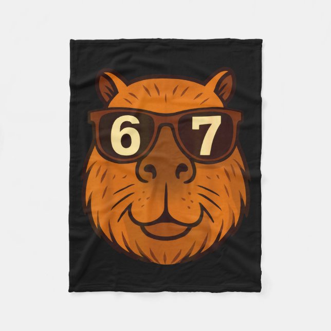 Funny Capybara Sungles 67 Six Seven Meme  Fleecedecke (Vorderseite)