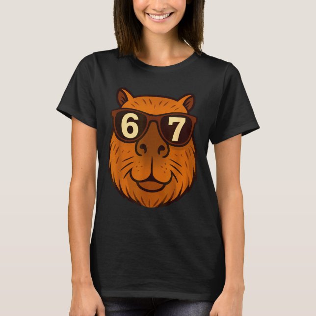 Funny Capybara Sungles 67 Six Seven Meme  T-Shirt (Vorderseite)
