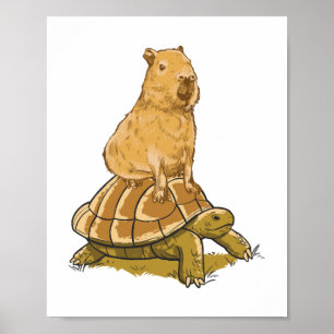 Funny Capybara Tierschildkröte Niedlich Capybara Poster