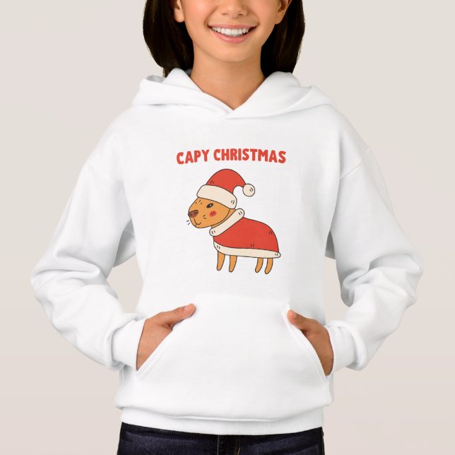 Funny Capybara Weihnachten Hoodie (Vorderseite)