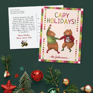Funny Capybara Weihnachtsdesign für Tierfreunde Feiertagspostkarte