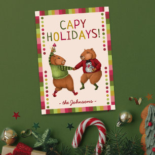 Funny Capybara Weihnachtskarte für Tierfreunde Feiertagskarte