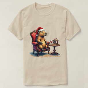 Funny Capybara Wein Entspannen in einem Stuhl Weih T-Shirt