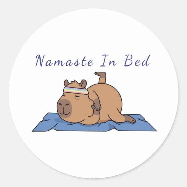 Funny Capybara Yoga Sticker – Namaste In Bed (Vorderseite)