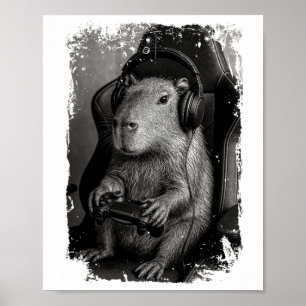 Funny Capyra Gamer Shirt Capyra Videospiel Poster
