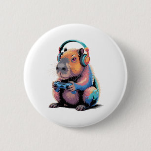 Funny Capyra Gamer Video Gamer Capyra Button