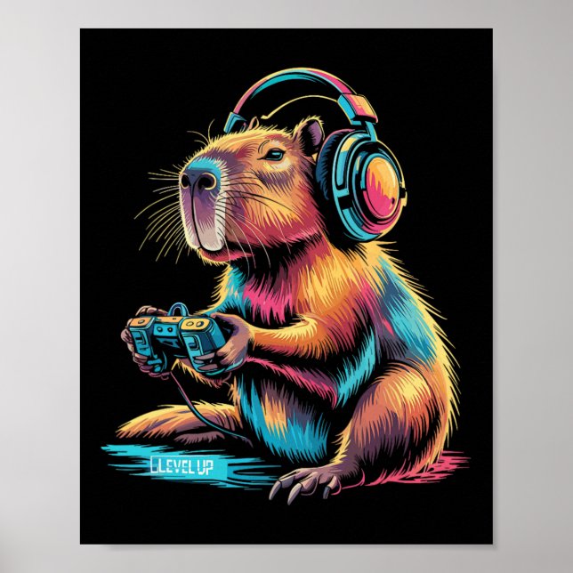 Funny Capyra Video Gamer Capyra  Poster (Vorne)