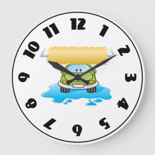 Funny Car in A Car Wash Clock Große Wanduhr