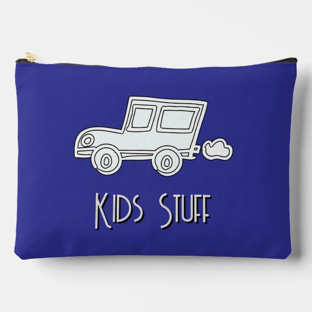 Funny Car Kids Stuff Blue Zubehörtasche (Vorderseite)