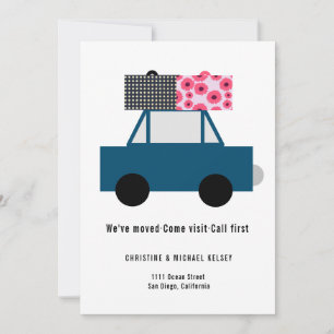 Funny Car Nouveau Home Moving Flat Faire-part Card