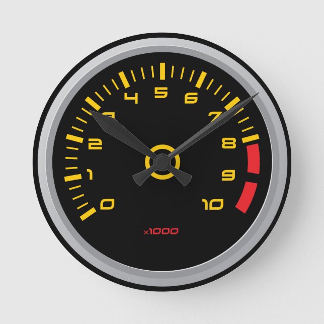 Funny Car RPM Gage Wall Clock Runde Wanduhr (Vorderseite)