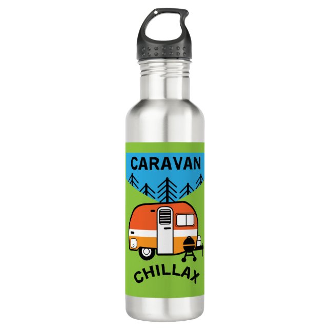 Funny Caravan Geschenke | Bester Caravanning | Woh Edelstahlflasche (Vorderseite)