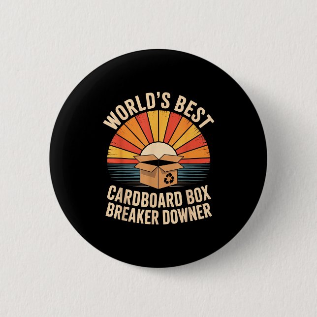 Funny Cardboard Box Breaker Downer Sarcastic Recyc Button (Vorderseite)