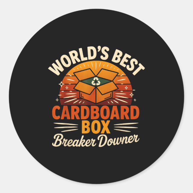 Funny Cardboard Box Breaker Downer Sarcastic Retro Runder Aufkleber (Vorderseite)