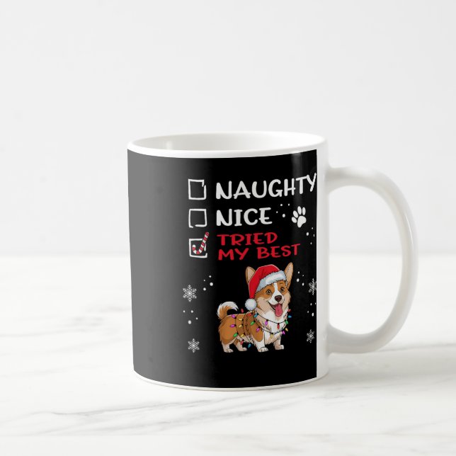 Funny Cardigan Welsh Corgi Dog Christmas Naughty N Kaffeetasse (Rechts)