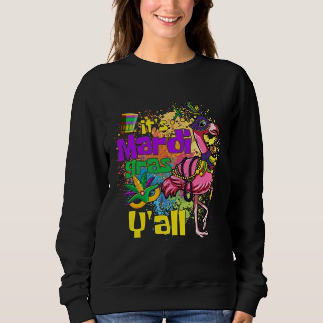 Funny Carnival Party Gift Idea Flamingo Mardi Gras Sweatshirt (Vorderseite)