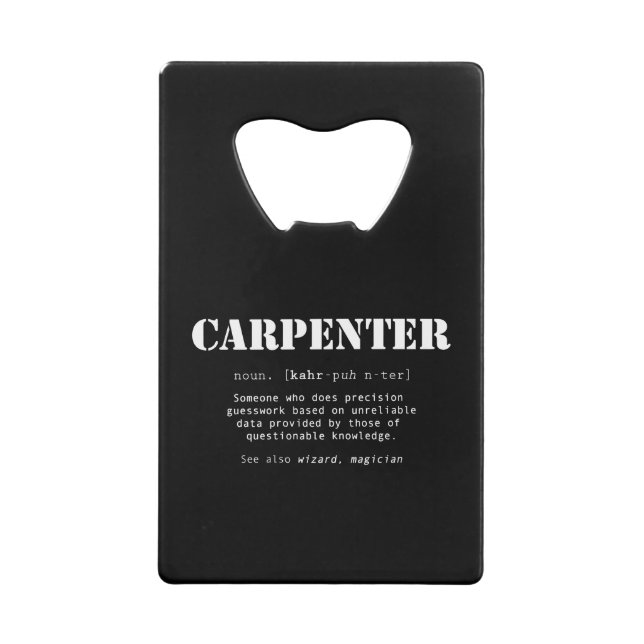 Funny Carpenter Geschenk - Wörterbuchdefinition Geldbeutel Flaschenöffner (Rückseite)