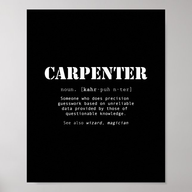 Funny Carpenter Gift - Wörterbuchdefinition Poster (Vorne)