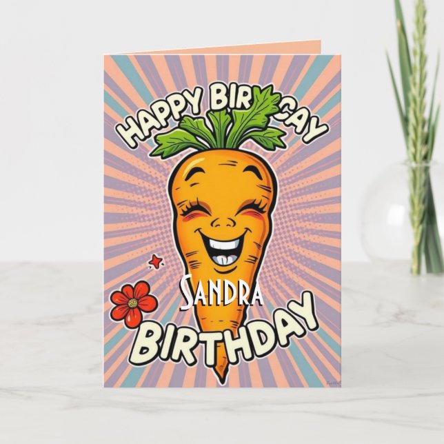 Funny Carrot Happy Birthday Karte (Vorderseite)