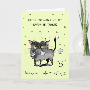 Funny Carte Taurus Zodiac Chat Étoile signe horosc