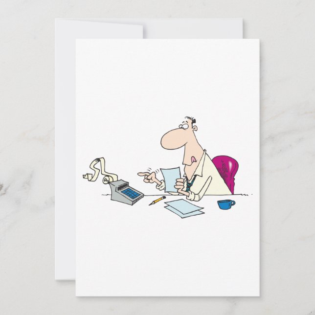 Funny Cartoon Accountant Büro Humor Einladung (Vorderseite)