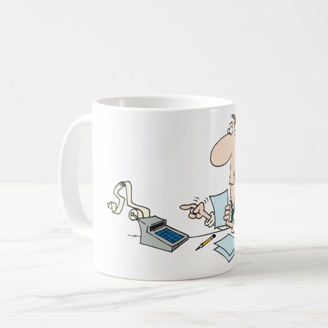 Funny Cartoon Accountant Büro Humor Kaffeetasse (Vorderseite Links)