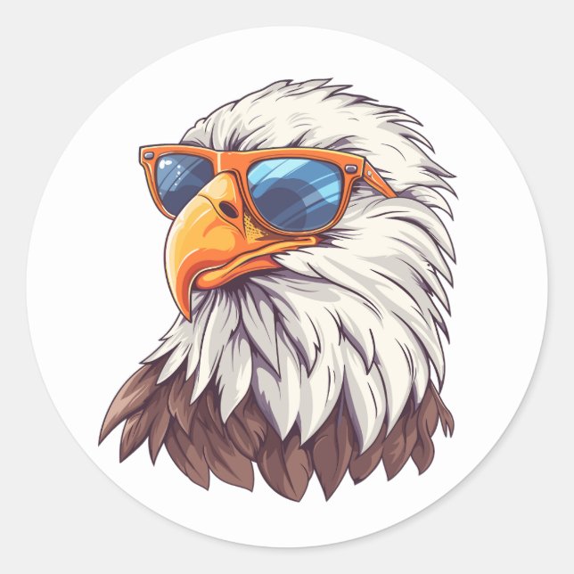 Funny Cartoon Adler mit Sonnenbrille Runder Aufkleber (Vorderseite)