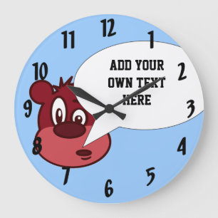 Funny Cartoon Bär & Sprechblase Große Wanduhr
