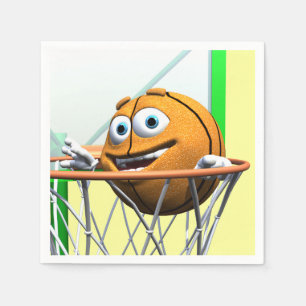 Funny Cartoon Basketball in einem Hoop Serviette