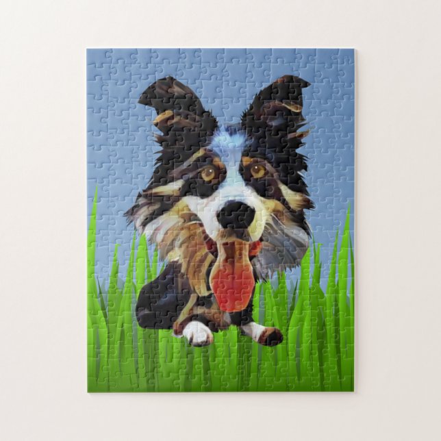 Funny Cartoon Border Collie 252 Piece Puzzle (Vertikal)