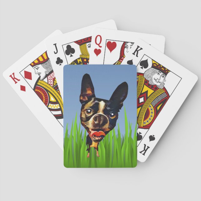 Funny Cartoon Boston Terrier Deck Karten Spielkarten (Rückseite)