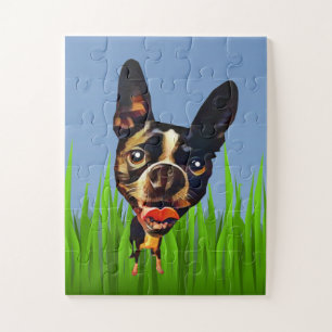 Funny Cartoon Boston Terrier Puzzle für Kinder