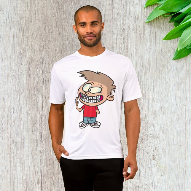 Funny Cartoon Boy mit Braces Smile T-Shirt (Von Creator hochgeladen)
