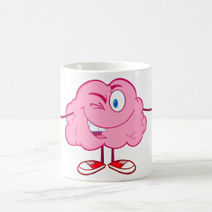 Funny Cartoon Brain Winking Character thumbs Up Kaffeetasse