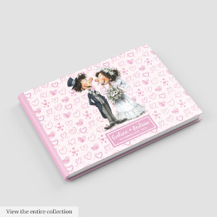 Funny Cartoon Bridge and Groom Guestbook Gästebuch