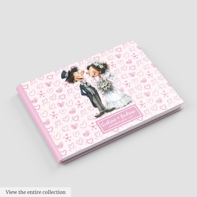 Funny Cartoon Bridge and Groom Guestbook Gästebuch (Funny Cartoon Bride and Groom Guestbook)