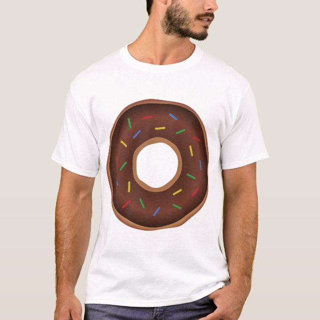 Funny Cartoon Brown Donut T-Shirt (Vorderseite)